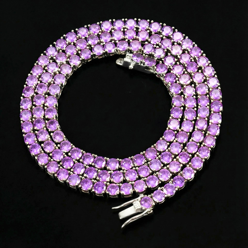 4mm Purple Iced Tennis Chain