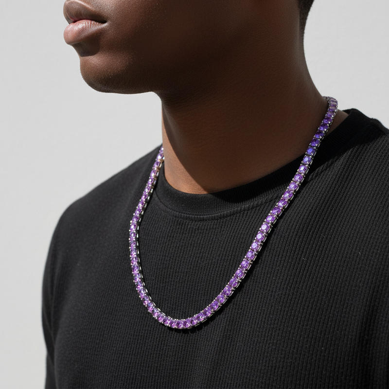 4mm Purple Iced Tennis Chain