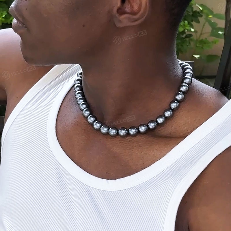 12mm Black Pearl Necklace