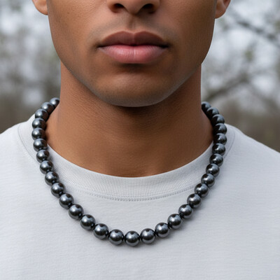 12mm Black Pearl Necklace