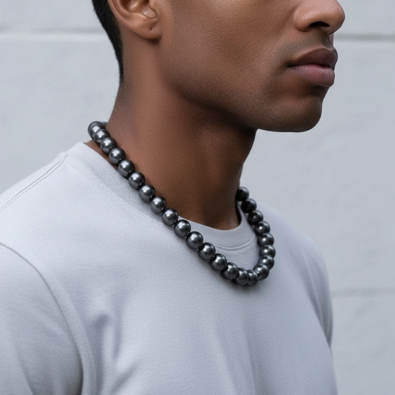 12mm Black Pearl Necklace