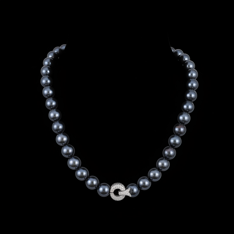 12mm Black Pearl Necklace