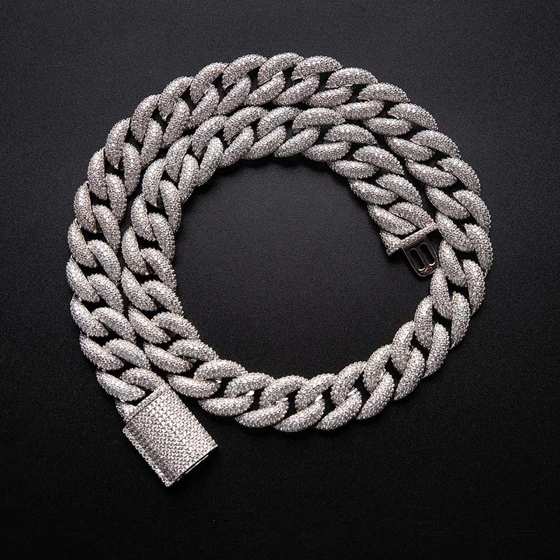 15mm Paved Cuban Chain with Big Box Clasp