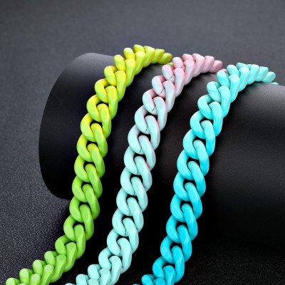 13mm Baked Lacquer Gradient Two Color Cuban Necklace