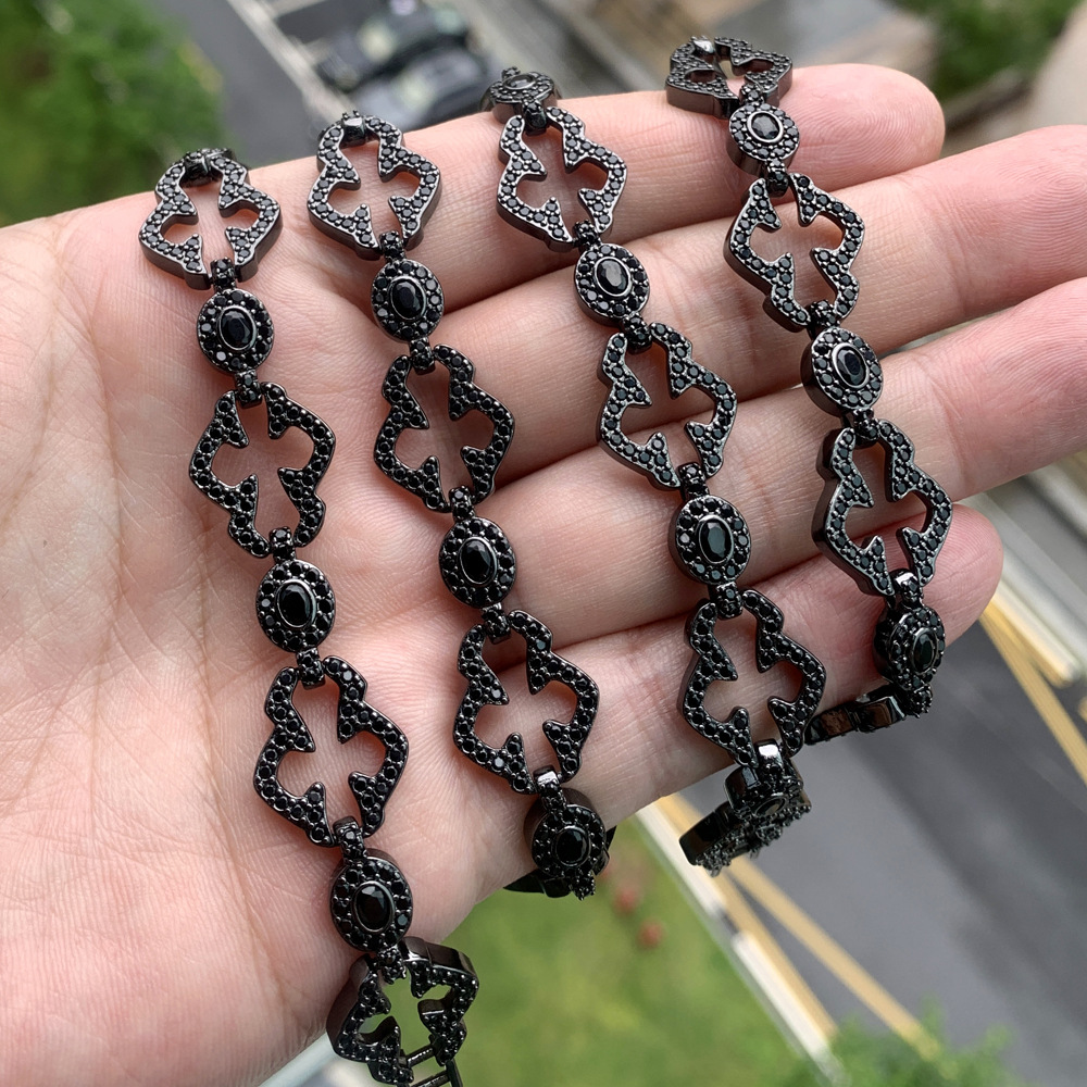 Black Diamond Skeleton Cross Necklace