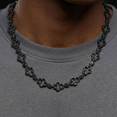 Black Diamond Skeleton Cross Necklace