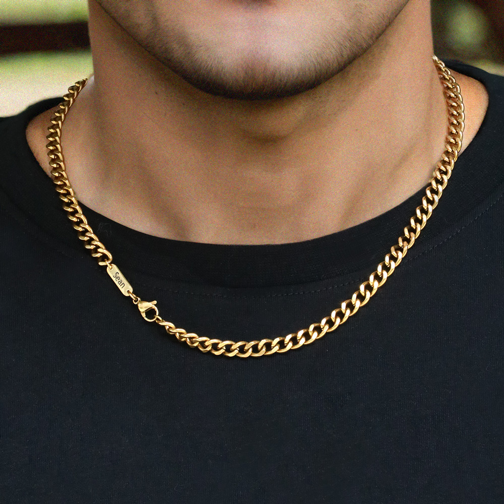 6mm Custom Name Cuban Necklace in Gold