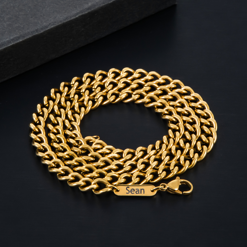 6mm Custom Name Cuban Necklace in Gold