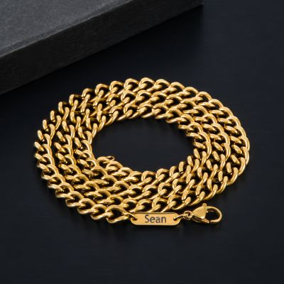 6mm Custom Name Cuban Necklace in Gold