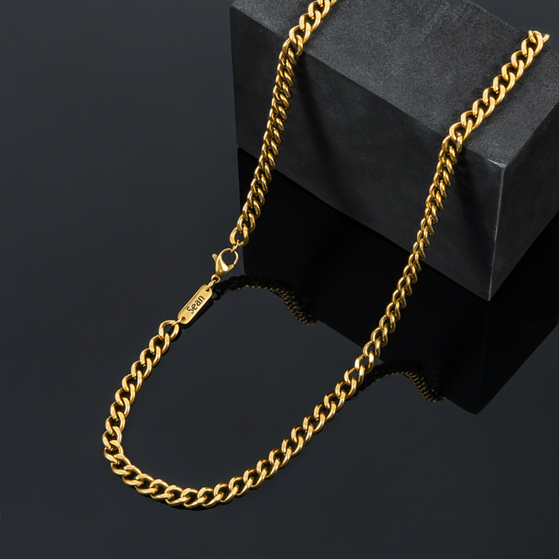 6mm Custom Name Cuban Necklace in Gold 6mm Custom Name Cuban Necklace in Gold