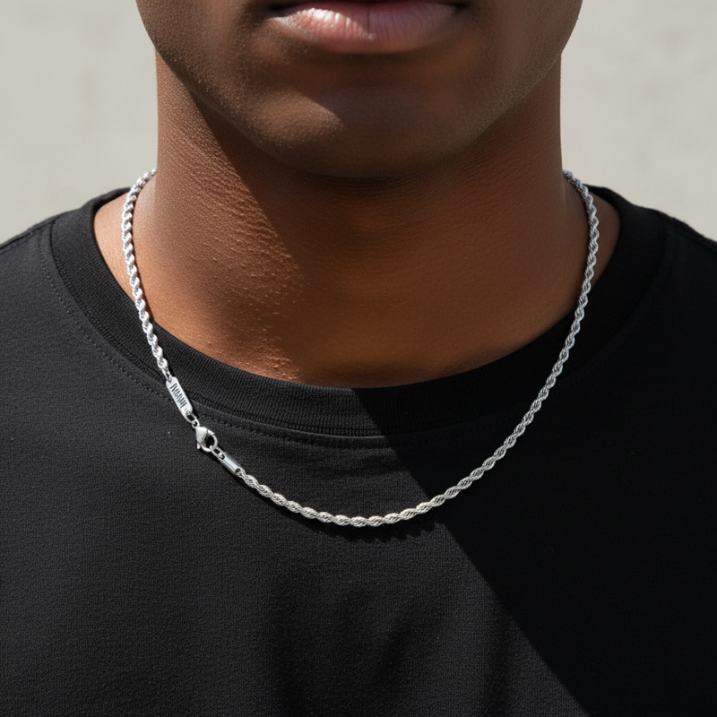 3mm Custom Name Stainless Steel Rope Chain 3mm Custom Name Stainless Steel Rope Chain