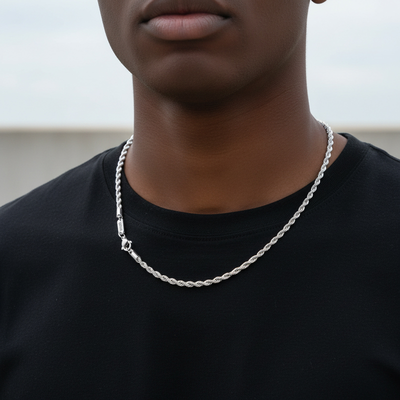 3mm Custom Name Stainless Steel Rope Chain 3mm Custom Name Stainless Steel Rope Chain