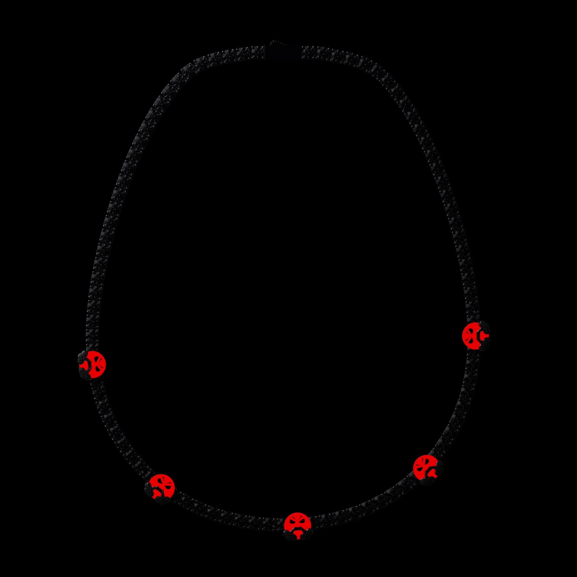 5mm Luminous Red Angry face Tennis Chain in White Gold