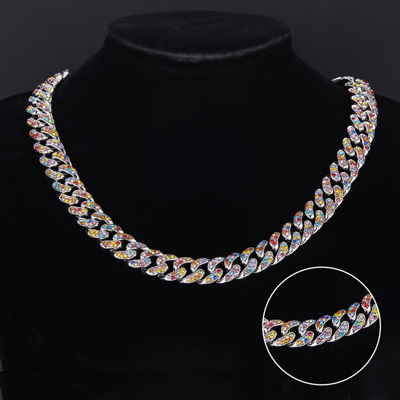 13mm Colorful Diamonds Cuban Necklace