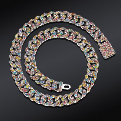 13mm Colorful Diamonds Cuban Necklace