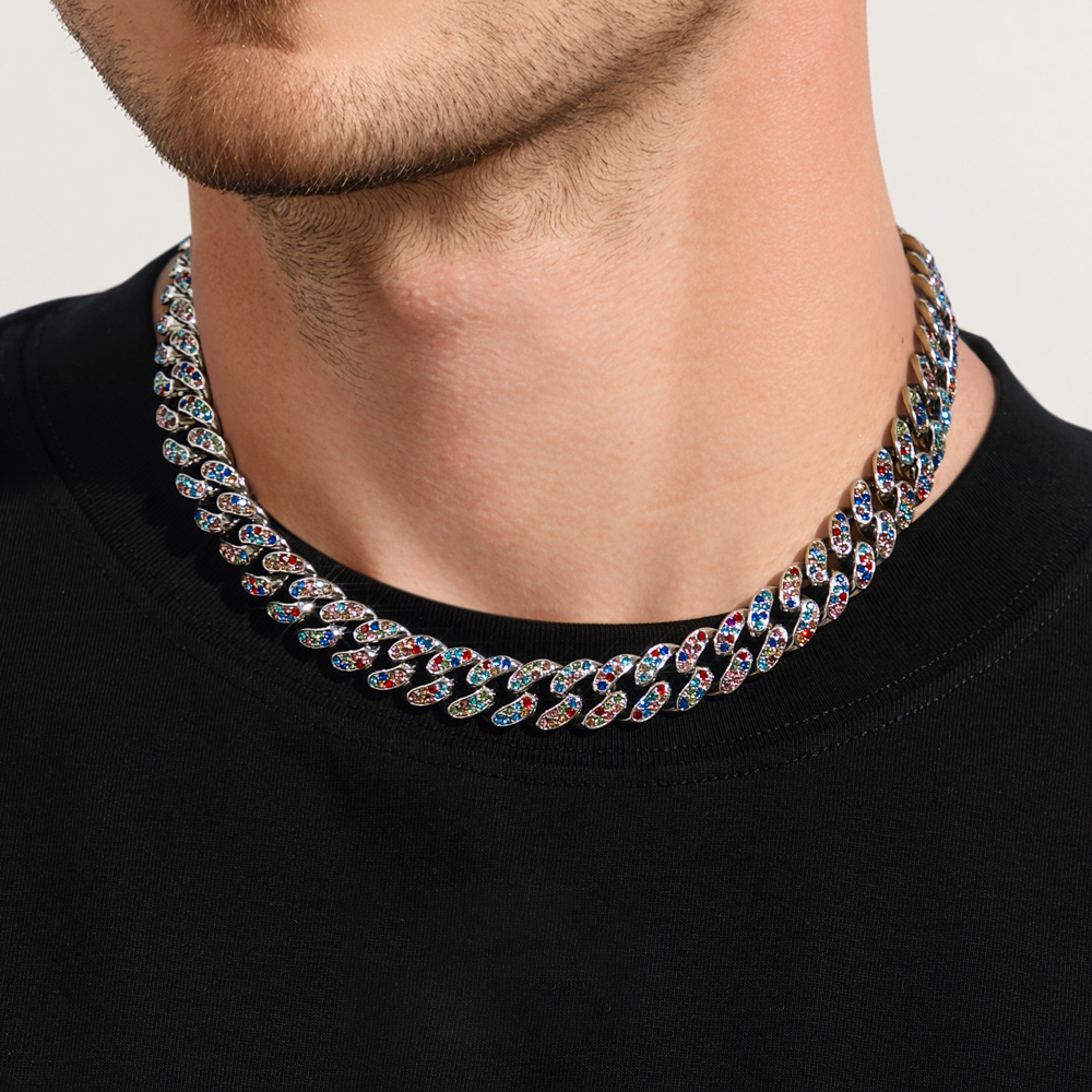 13mm Colorful Diamonds Cuban Necklace