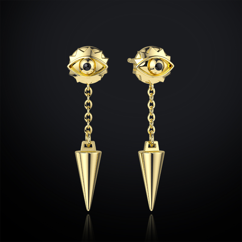 Eye of Ra Cron with Gear Drop Earrings