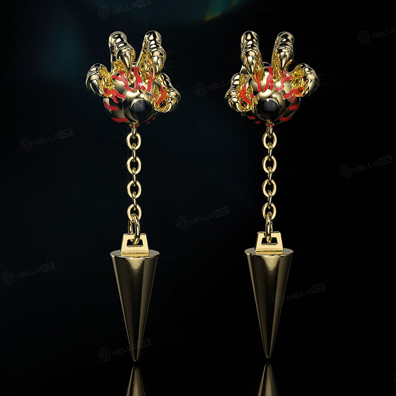 Blood Eye of Ra Crown with Dragon Claw Drop Earrings