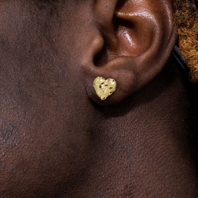 Heart Nugget Stud Earrings in Gold