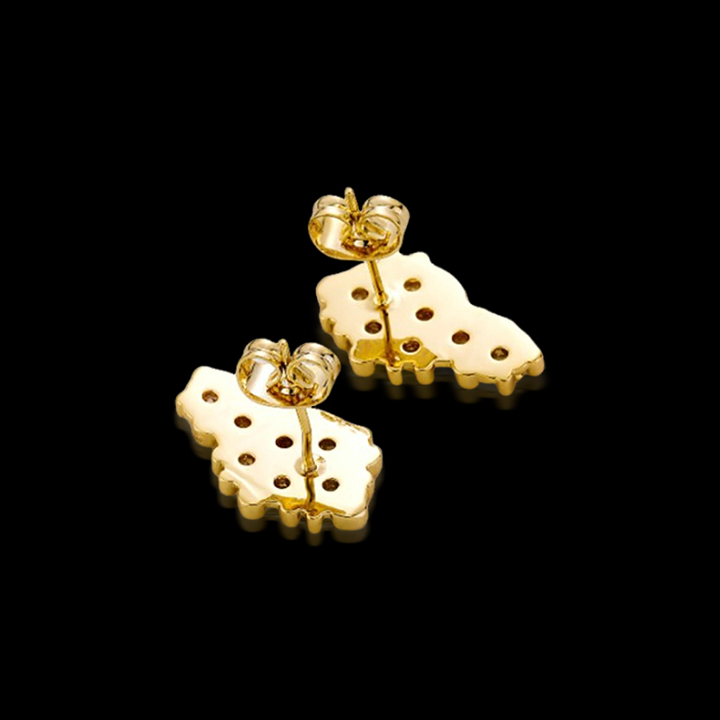 Iced Nugget Stud Earrings in Gold