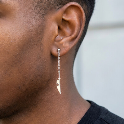 Sword Earring in White Gold