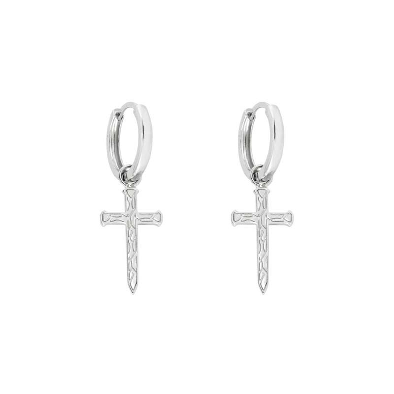 Ripple Cross Dangle Earrings