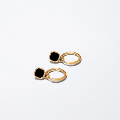 Black Enamel Dangle Earring