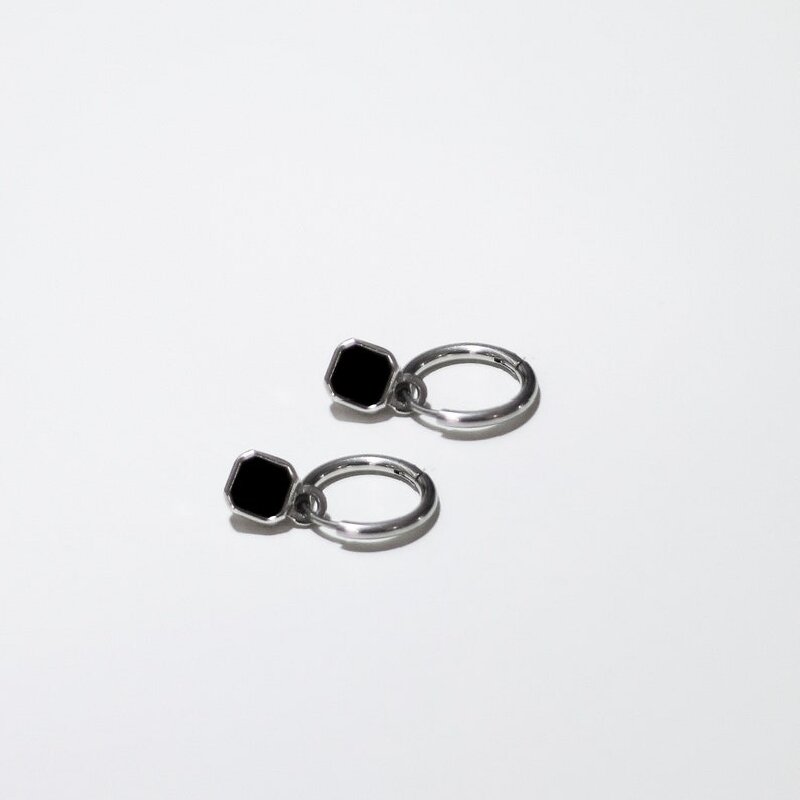 Black Enamel Dangle Earring