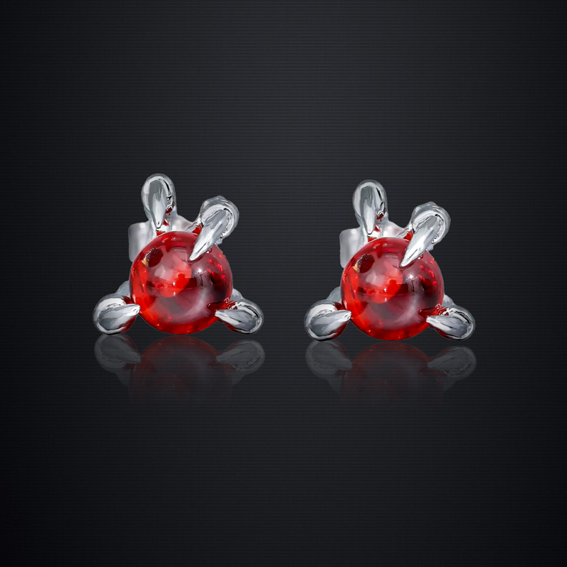 Red Bead Dragon Claw Earrings