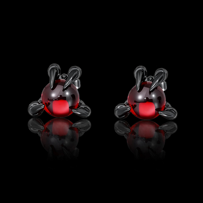 Red Bead Dragon Claw Earrings