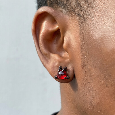 Red Bead Dragon Claw Earrings