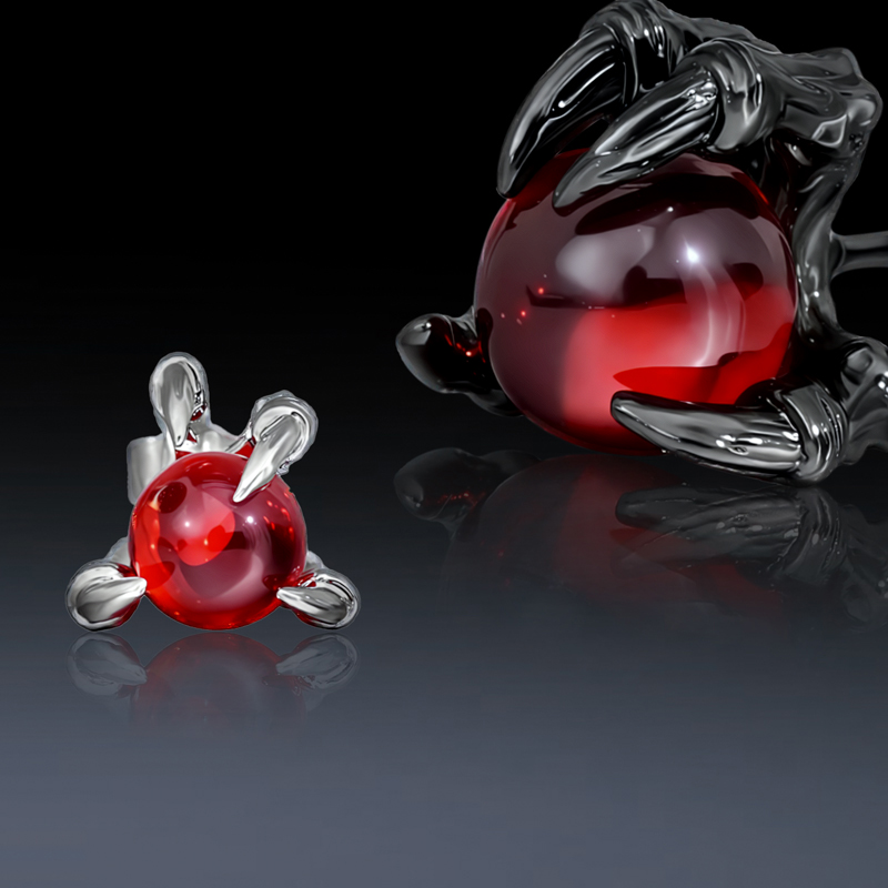 Red Bead Dragon Claw Earrings Red Bead Dragon Claw Earrings