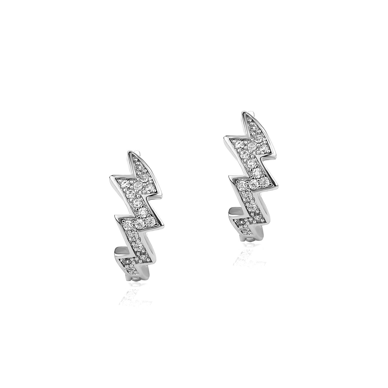 Iced Out Lightning Hoop Earrings