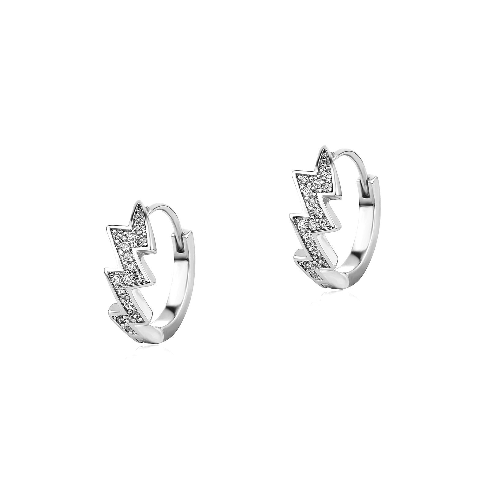 Iced Out Lightning Hoop Earrings