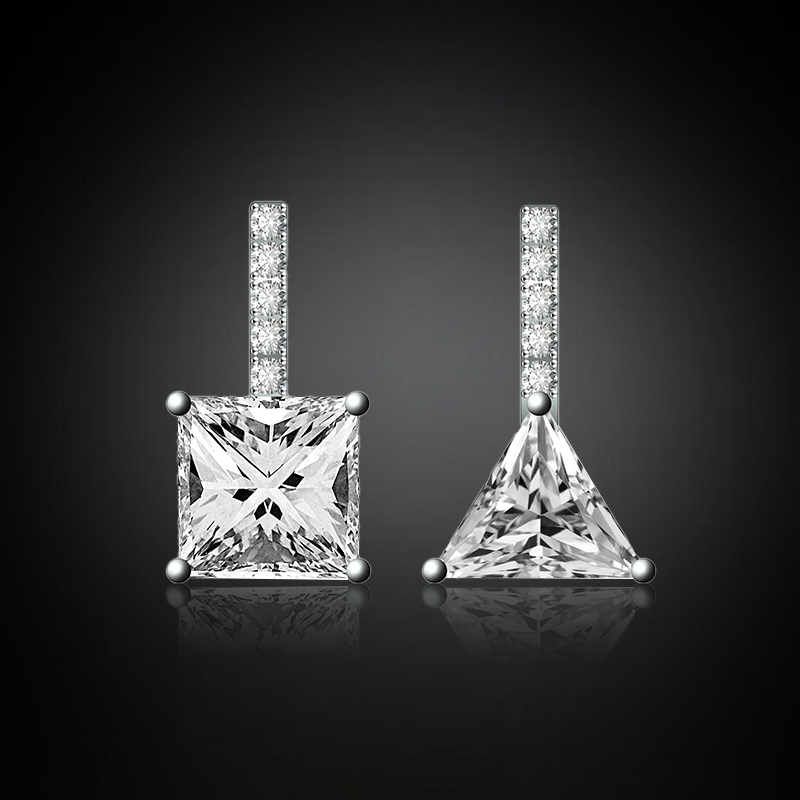 Asymmetric Diamond Drop Earrings