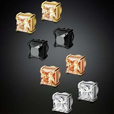 Princess Cut Magnetic Non-Piercing Stud Earrings