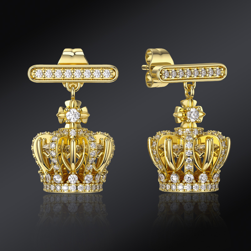 Ice Out Crown Earrings