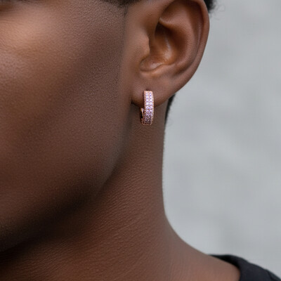 Iced Hoop Earring in Rose Gold