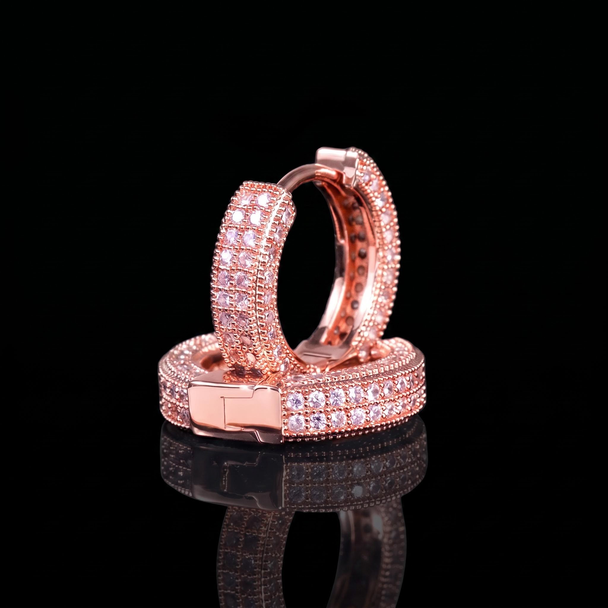 Iced Hoop Earring in Rose Gold