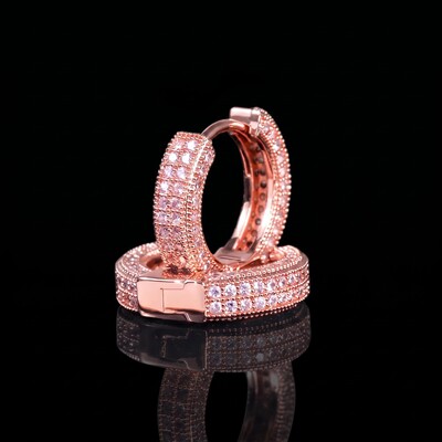 Iced Hoop Earring in Rose Gold