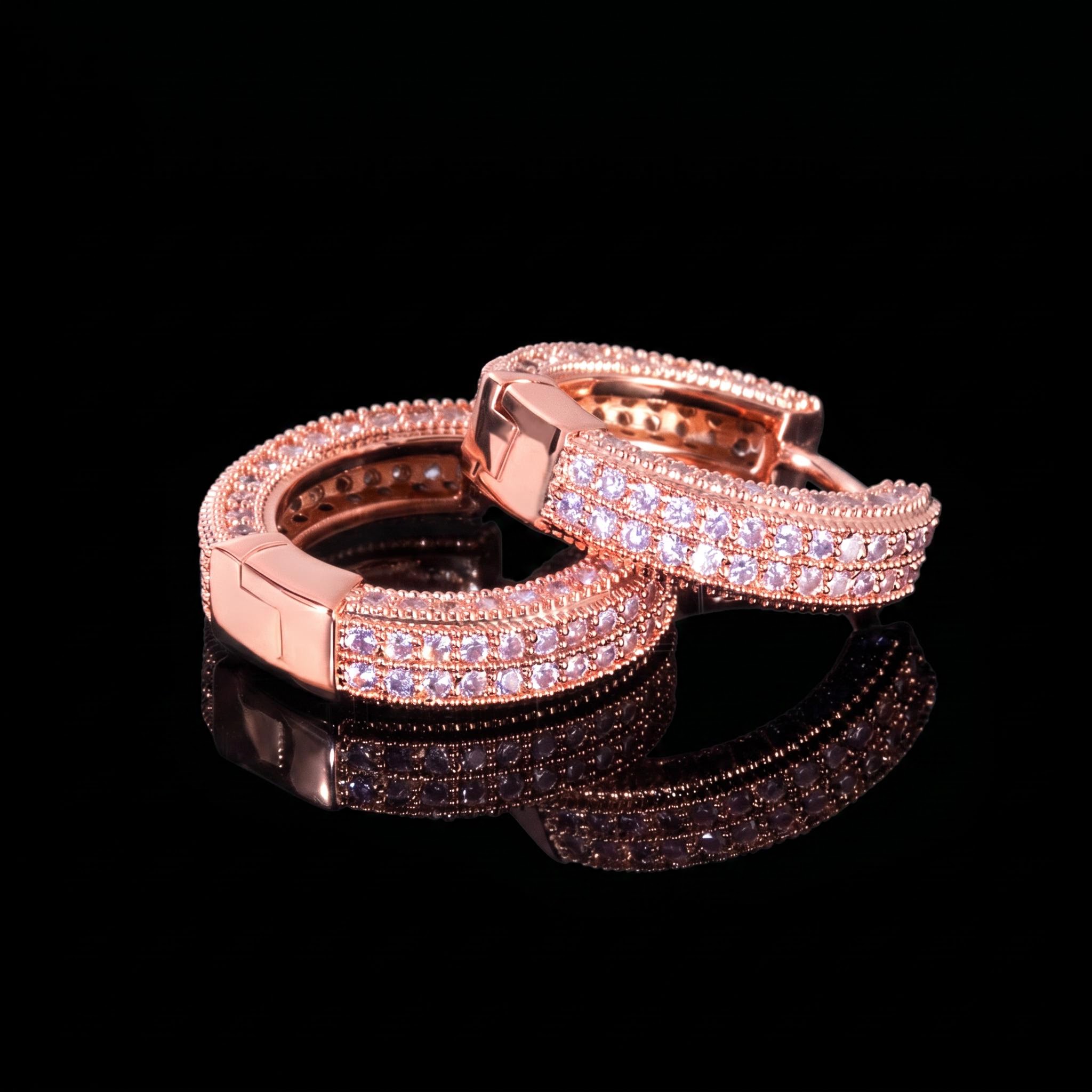 Iced Hoop Earring in Rose Gold