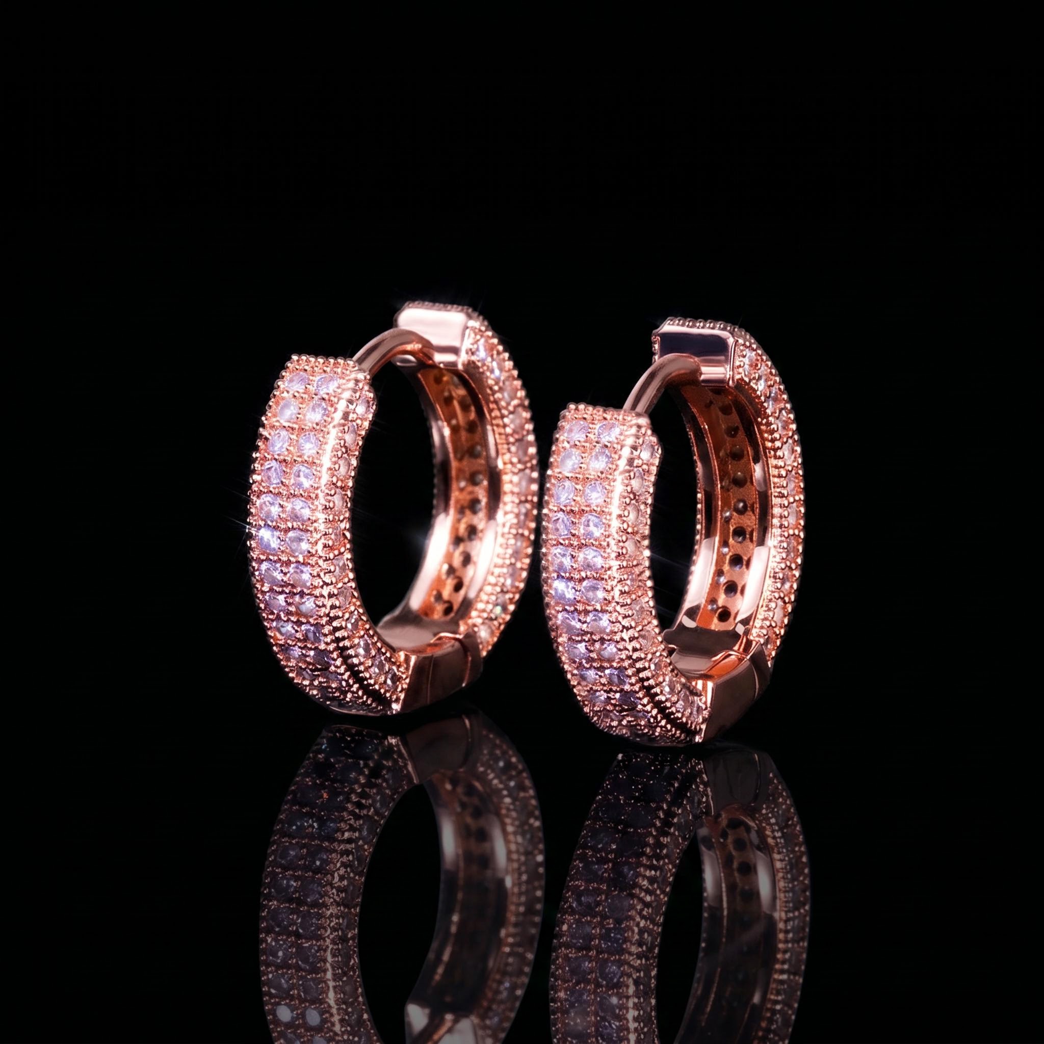Iced Hoop Earring in Rose Gold