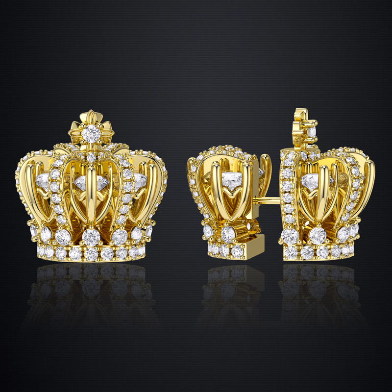 Split Crown Earrings  In Gold Plated