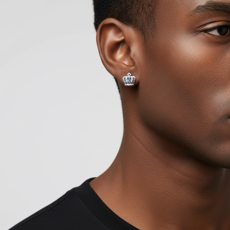 Split Crown Earrings In White Gold Plated Split Crown Earrings In White Gold Plated