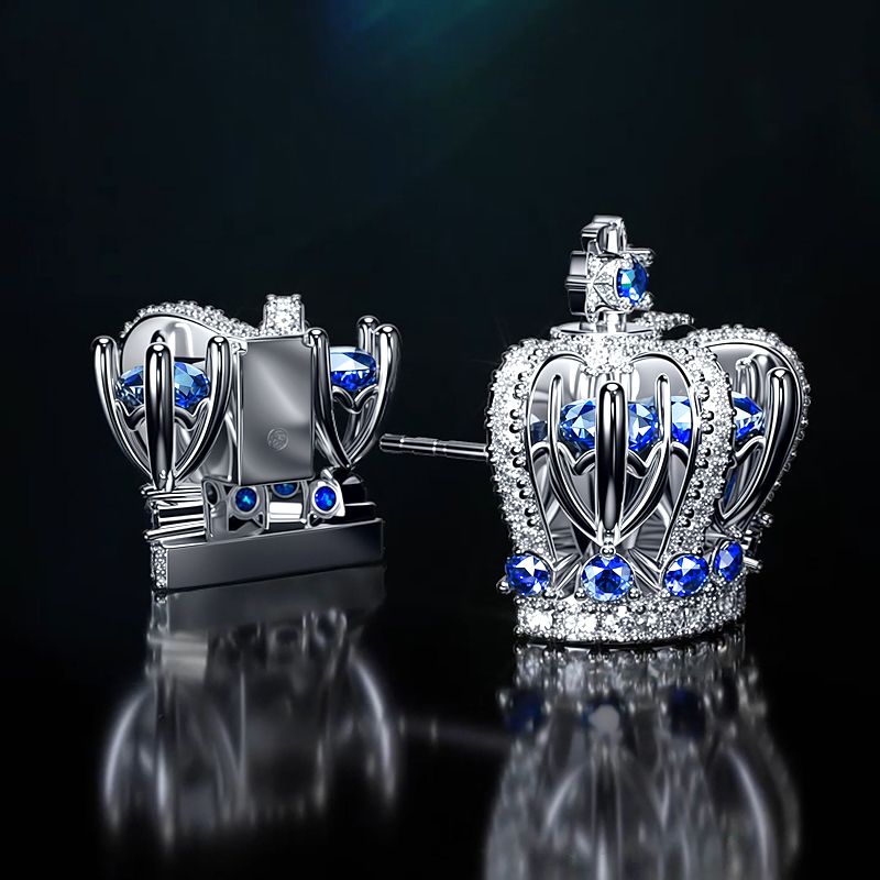 Split Crown Earrings In White Gold Plated Split Crown Earrings In White Gold Plated