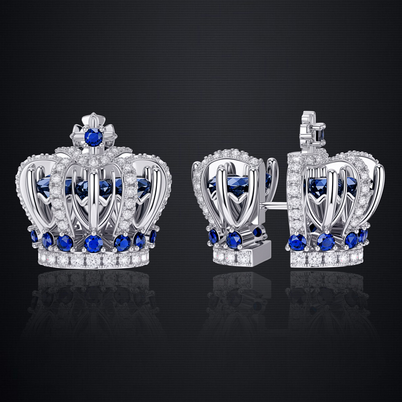 Split Crown Earrings In White Gold Plated Split Crown Earrings In White Gold Plated