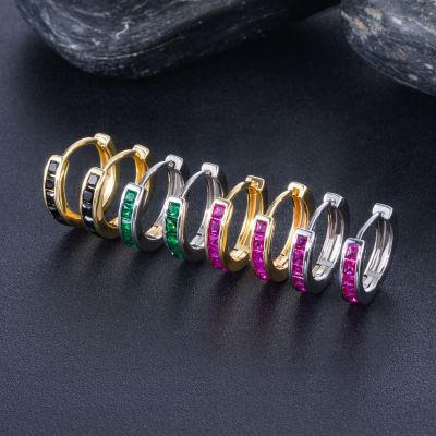 Multicolor Baguette Cut Hoop Earring