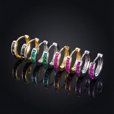 Multicolor Baguette Cut Hoop Earring