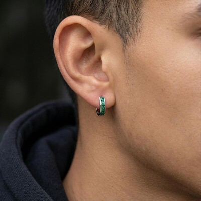 Multicolor Baguette Cut Hoop Earring