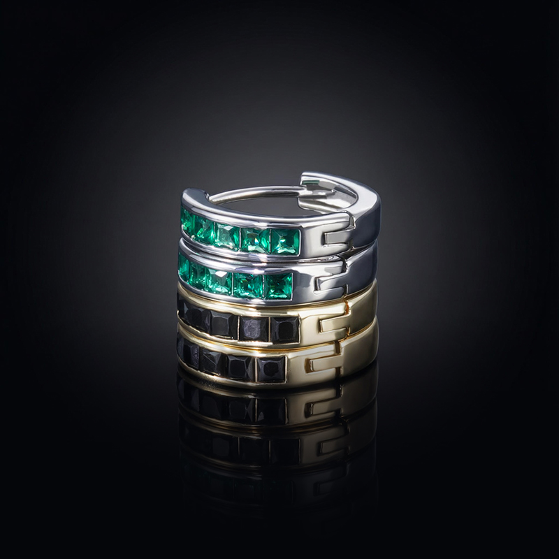 Multicolor Baguette Cut Hoop Earring